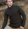 Aran Sweater with Half Zip - Charcoal