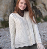Button Aran Cardigan with Lace Detail