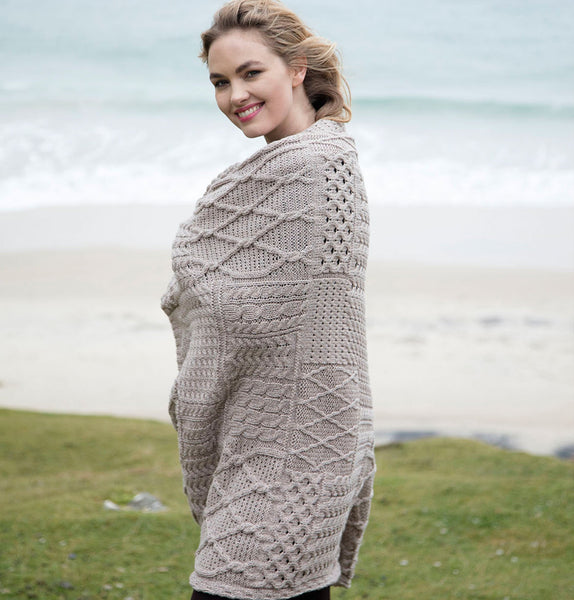 Patchwork Aran Throw Blanket Front