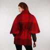 Belted Tweed Cape Shawl Red & Black Check Back