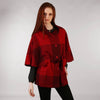 Belted Tweed Cape Shawl Red & Black Check