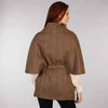 Belted Tweed Cape Shawl Brown & Purple Windowpane Back