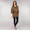 Belted Tweed Cape Shawl Brown & Purple Windowpane Full
