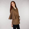 Belted Tweed Cape Shawl Brown & Purple Windowpane Side