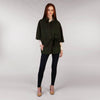 Belted Tweed Cape - Green Full