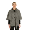 Belted Tweed Cape - Black and White Houndstooth Front