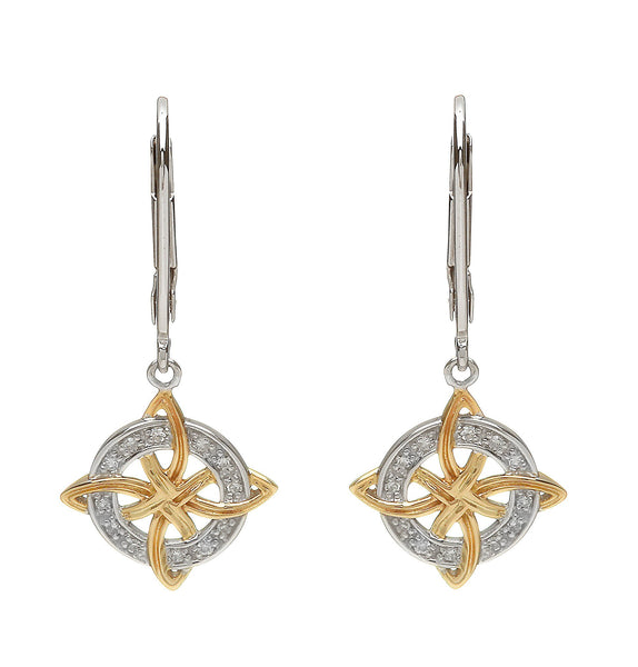 House of Lor - Celtic Knot Earrings with Circular Diamond Front