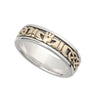 Celtic Band with Claddagh - Sterling Silver & Yellow Gold
