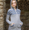 Aran Cardigan with Fair Isle Detail Light Grey