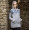 Aran Cardigan with Fair Isle Detail Light Grey