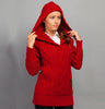 Aran Sweater with Hoodie - Red