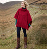 Aran Roll Neck Poncho Red