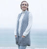 Ladies Aran Knit Sleeveless Cardigan Grey