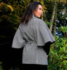 Belted Tweed Cape - Black and White Houndstooth Back