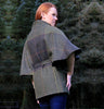 Belted Tweed Cape - Green Houndstooth Back