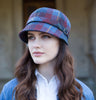 Ladies Flapper Cap - Navy & Red Check Side