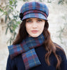 Ladies Newsboy Cap - Navy & Red Check Front