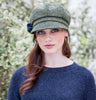 Ladies Newsboy Cap - Green Herringbone Front