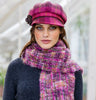 Ladies Newsboy Cap - Pink Check Front