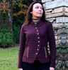 Ladies Tweed Jacket with Curve - Wine & Beige Windowpane Front