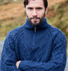 Hand Knit Aran Sweater with Half Zip
