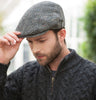 Traditional Flat Cap - Black & White Herringbone Fleck Front