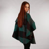 Throw Cape Shawl Green Black Check Back