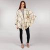 Throw Cape Shawl Cream, Purple & Green Windowpane Full
