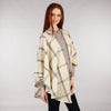 Throw Cape Shawl Cream, Purple & Green Windowpane Side