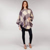 Throw Cape Shawl Tweed Lilac Cream
