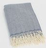 Irish Merino Wool & Cashmere Blanket - Blue Herringbone Front