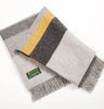 Irish Merino Wool and Lambswool Blanket - Light Grey, Charcoal and Yellow Front