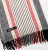 Irish Merino Wool & Cashmere Blanket - Navy & Red Stripe Details