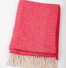 Irish Merino Wool & Cashmere Blanket - Fuschia & Beige Mix Front