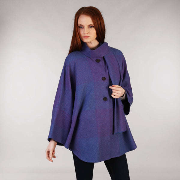 Purple Heather Cape Shawl Front