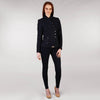 Ladies Tweed Jacket with Curve - Navy Windowpane Full