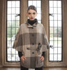Ladies Tweed Cape Belted Grey Check Front