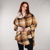 Beige Brown Shawl Tweed Cape Throw Front