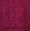 Aran Cardigan with Patch Pockets - Raspberry Details