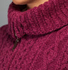 Aran Cardigan with Patch Pockets - Raspberry Details 2