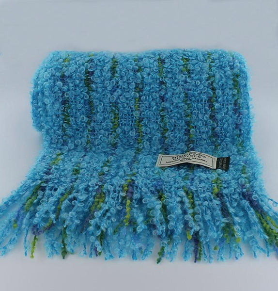 Aqua Blue & Green Mohair & Viscose Scarf