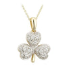 Diamond Encrusted Shamrock Pendant - Yellow Gold