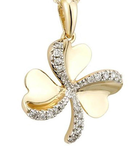 Diamond Shamrock Pendant - Yellow Gold