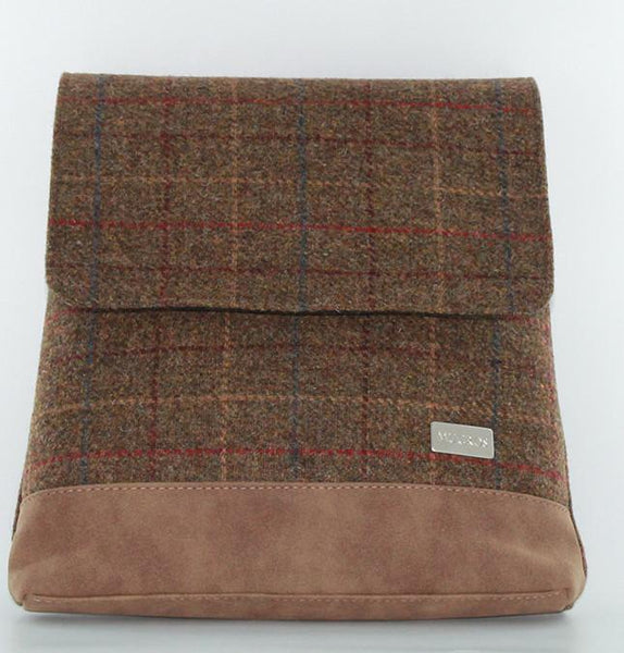 Tan with Red & Blue Check Tweed Satchel