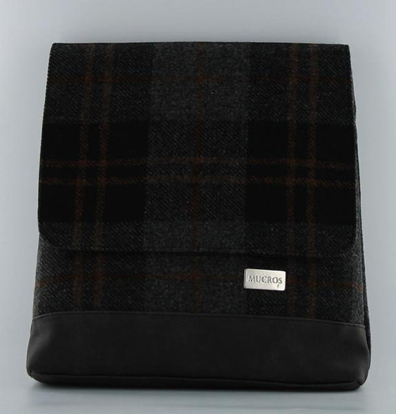 Charcoal & Black Check Tweed Satchel