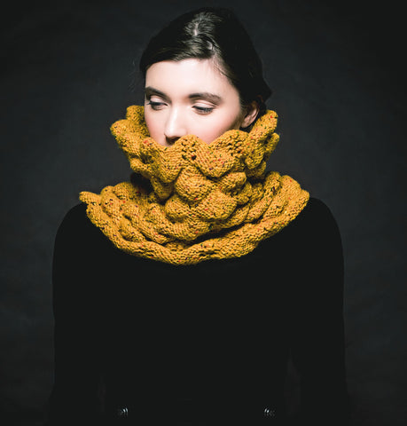 Aine Spiky Knit Snood - Mustard 