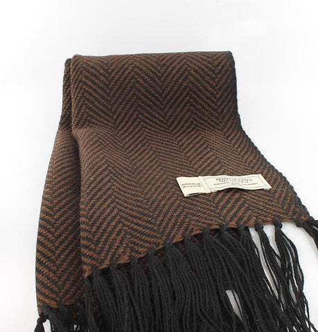 Black & Brown Herringbone Alpaca Scarf