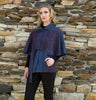 Belted Tweed Cape - Blue Houndstooth