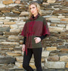 Belted Tweed Cape - Red Houndstooth Front