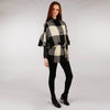 Belted Tweed Cape - Black & Cream Side